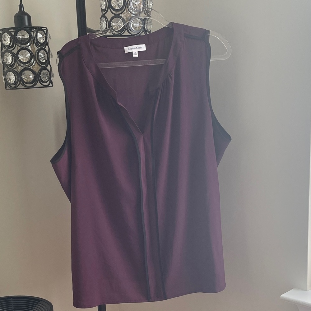 Calvin Klein Sleeveless V-Neck Camisole in Plum